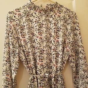 White Floral Asymmetrical Midi Dress